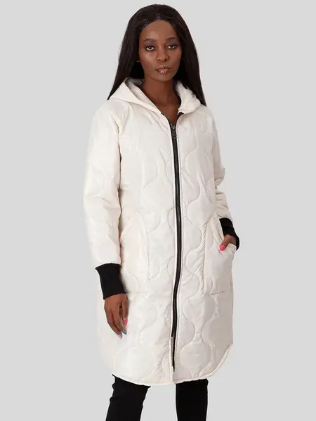 PERSO Woman's Women's long transitional jacket with a hood