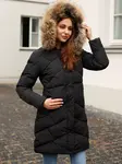PERSO Woman's Quilted women's winter jacket with real fur on the hood