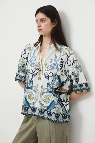 Košeľa s prímesou ľanu Medicine viac farieb, voľný strih, s klasickým golierom