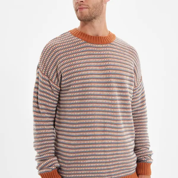 Trendyol Camel Regular Crew Neck Jacquard Sweater