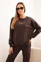 Polski Dámská bavlněná souprava s potiskem Minimal hnědá