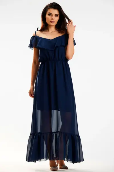 Awama Woman's Dress A573 Navy Blue
