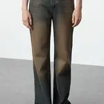 Trendyol tmavomodré bledé efektové vintage džínsy s vysokým pásom a širokými nohavicami