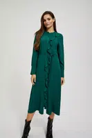Marisse Emerald Midi Dress With Ruffles