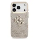 Zadní kryt Guess PU Leather 4G Metal Logo Gold Frame pro Apple iPhone 17 Pro, růžová
