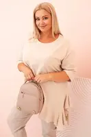 Kesi Włoski Dámska blúzka Plus Size z bavlnou s vreckom a zrolovaným rukávom kiwi