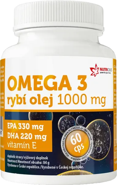 NUTRICIUS Omega 3 Rybí olej 1000mg EPA330mg/DHA220mg 60 kapsúl