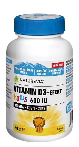 NATUREVIA Vitamín D3-Efekt Kids, cmúľacie tablety 60 ks