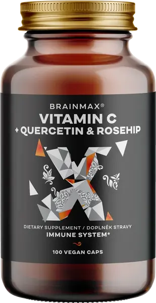 BRAINMAX Vitamín C & Quercetin, Rose Hip 100 kapsúl