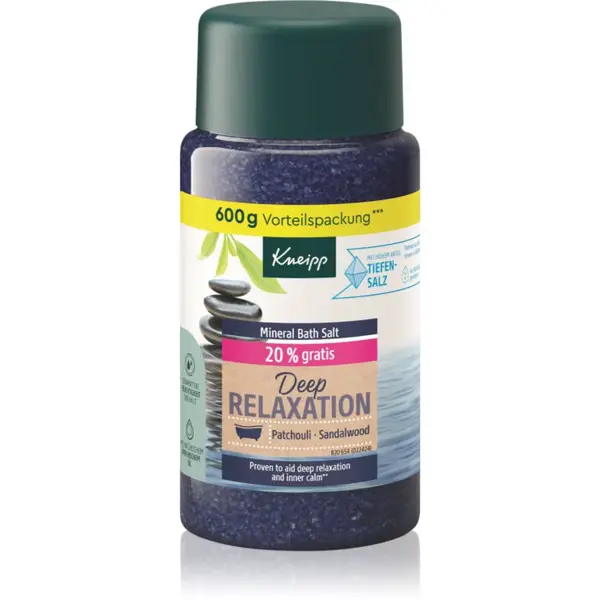 Kneipp Deep Relaxation soľ do kúpeľa Patchouli & Sandalwood 600 g