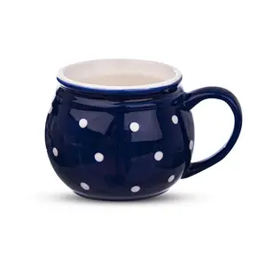 Keramický hrnček krajáč BODKA modrá 200 ml