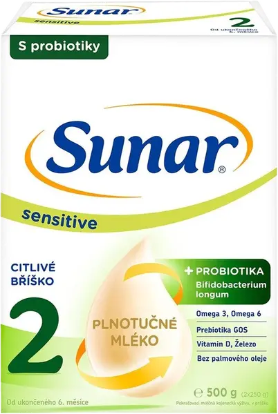 SUNAR Sensitive 2 pokračovacie dojčenské mlieko 500 g