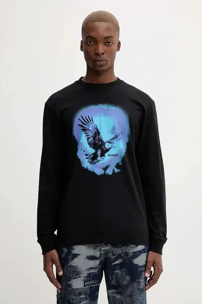 Bavlnené tričko s dlhým rukávom Hugo Blue Nagtox