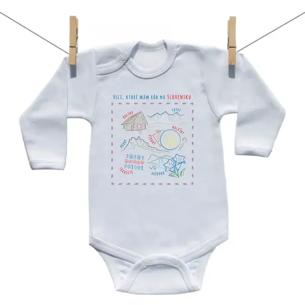 Boodyy Body s dlhým rukávom Veci ktoré mam rád na Slovensku 62 (2-4 mesiace)