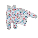 Baby Nellys 2 - dielna sada, bavlnené dupačky s košieľkou Auta, sivá