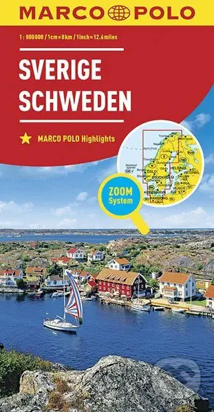 Sverige/Schweden (mierka hlavnej mapy 1:800 000)