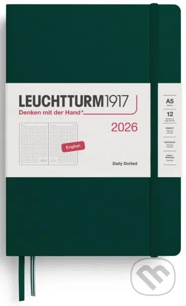 Daily Planner 2026 Medium (A5) Forest Green - tečkovaný