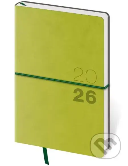 Kapesní diář 2026 Flexio zelený s gumičkou