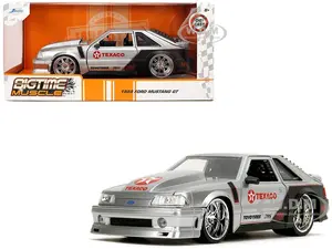 1989 Ford Mustang GT "Texaco" Silver Metallic and Matt Black "Bigtime Muscle" Series 1/24 Diecast Model Car by Jada