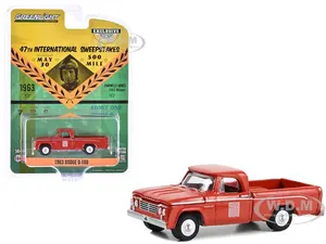 1963 Dodge D-100 Pickup Truck "47th International 500 Mile Sweepstakes - Indianapolis 500 Official Truck" Red "Hobby Exclusive" Series 1/64 Diecast M