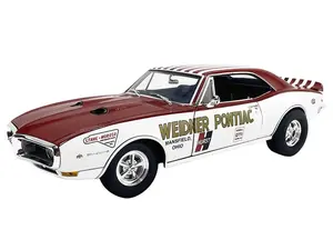 1968 Pontiac Firebird "First Ram Air II - Weidner Pontiac" White and Red with Stripes Limited Edition to 306 pieces Worldwide 1/18 Diecast Model Car