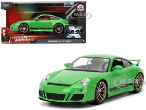 Porsche 911 GT3 (997) Green with Black Accents "Fast X" (2023) Movie "Fast &amp; Furious" Series 1/24 Diecast Model Car by Jada
