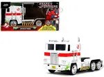G1 Autobot Optimus Prime Truck White with Robot on Chassis from "Transformers" TV Series - "Ghostbusters" (1984) Movie Crossover "Hollywood Rides" Se