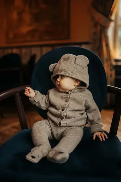 Vlnený detský kardigan Donsje Brittan Merino Wool Cardigan Bear