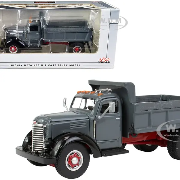 International KB-8 Truck Gray and Black with Dump Body 1/50 Diecast Model by Speccast