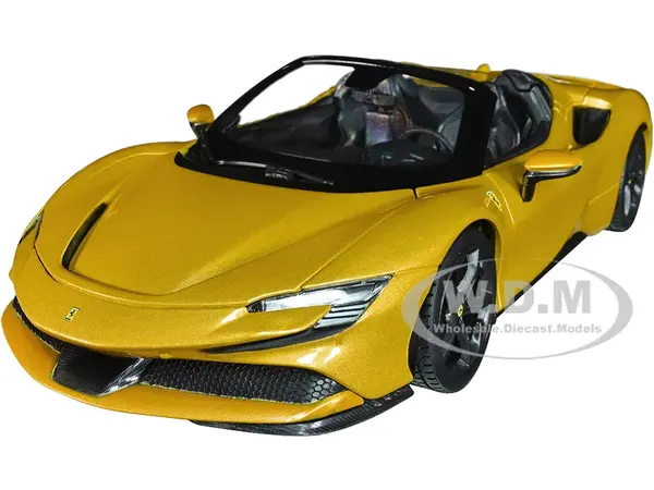 Ferrari SF90 Spider Gold Metallic "Race  Play" Series 1/18 Diecast Model Car by Bburago