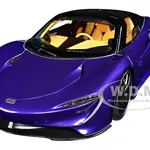 McLaren Speedtail Lantana Purple Metallic with Black Top and Yellow Interior and Suitcase Accessories  1/18 Model Car by Autoart