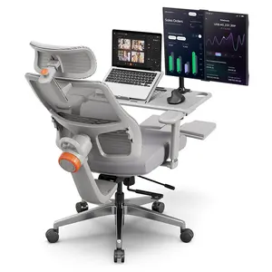 NEWTRAL MagicH-GPro Ergonomic Chair with Footrest + Detachable Workstation Desktop Gray