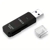 USB 3.0 SD Card Reader 5Gbps Transmission Speed for TV Laptop Computer Camera - Black