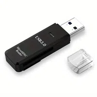 USB 3.0 SD Card Reader 5Gbps Transmission Speed for TV Laptop Computer Camera - Black