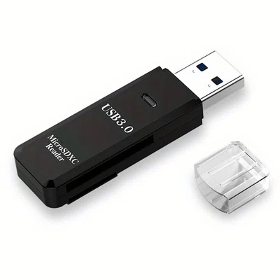 USB 3.0 SD Card Reader 5Gbps Transmission Speed for TV Laptop Computer Camera - Black
