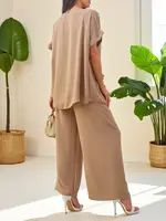 Resti Cotton women's set with short sleeves and wide pants