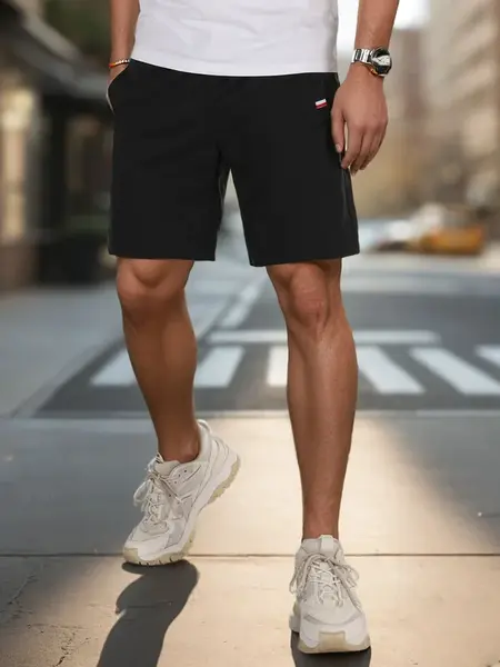 Pánske čierne teplákové kraťasy Dstreet