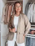Marynarka damska oversize SOFT LOVE ciemnobrązowa Dstreet