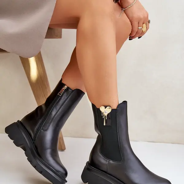 Kožené Chelsea topánky s ozdobou CheBello 4537 Čierne