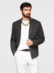 Ombre Men's melange rayon jacket with stand-up collar - black melange