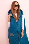 Kesi Włoski Dámska prešívaná vesta Plus Size s kapucňou na zips morská