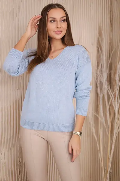 Blue sweater with V-neck