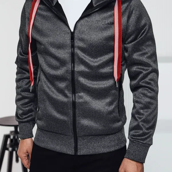 Pánska tmavosivá mikina s kapucňou