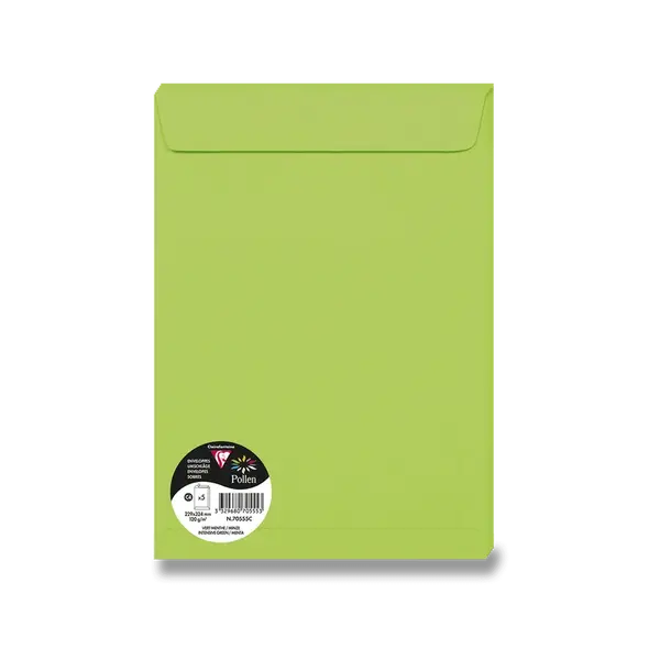 Barevná obálka Clairefontaine, C4, samolepicí - zelená