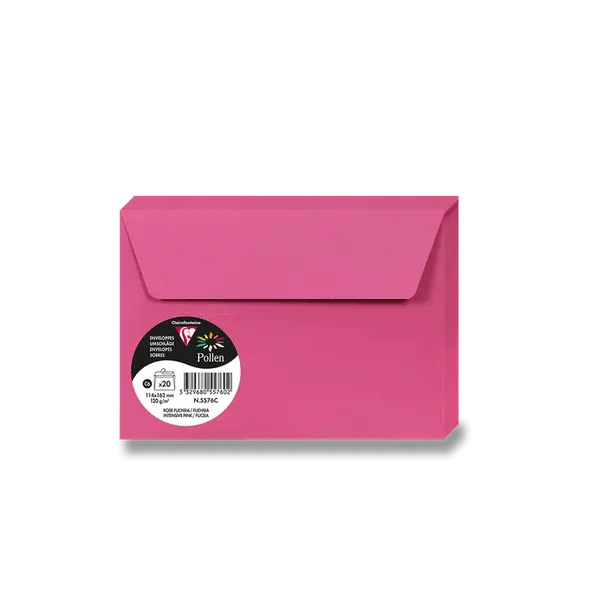 Barevná obálka Clairefontaine, C6, samolepicí, 20 ks - růžová