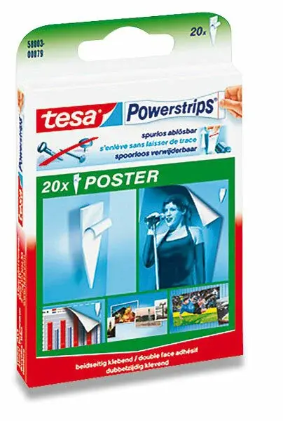 Samolepicí štítky Tesa Poster Strip - oboustranné, 20 ks