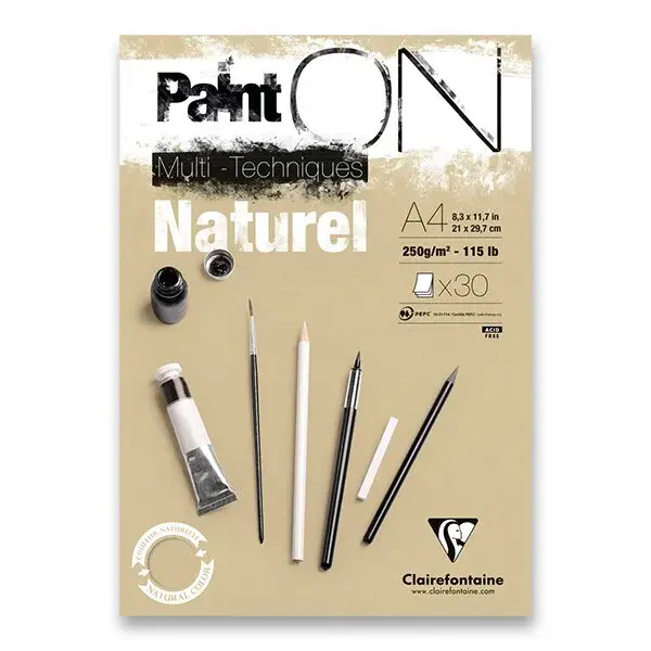 Blok Clairefontaine Paint'ON Natural - A4, 30 listů, 250 g