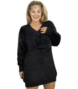 Pri Fluffy sweater knit dress neckline FUZZYVIBE