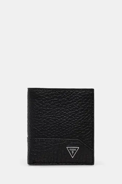 Kožená peněženka Guess BARCELLONA černá barva, SMBAGR LEA22