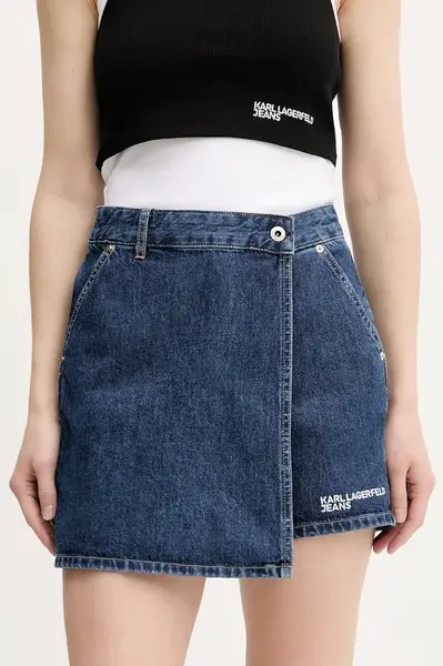 Džínové šortky Karl Lagerfeld Jeans dámské, tmavomodrá barva, high waist, A3W10133